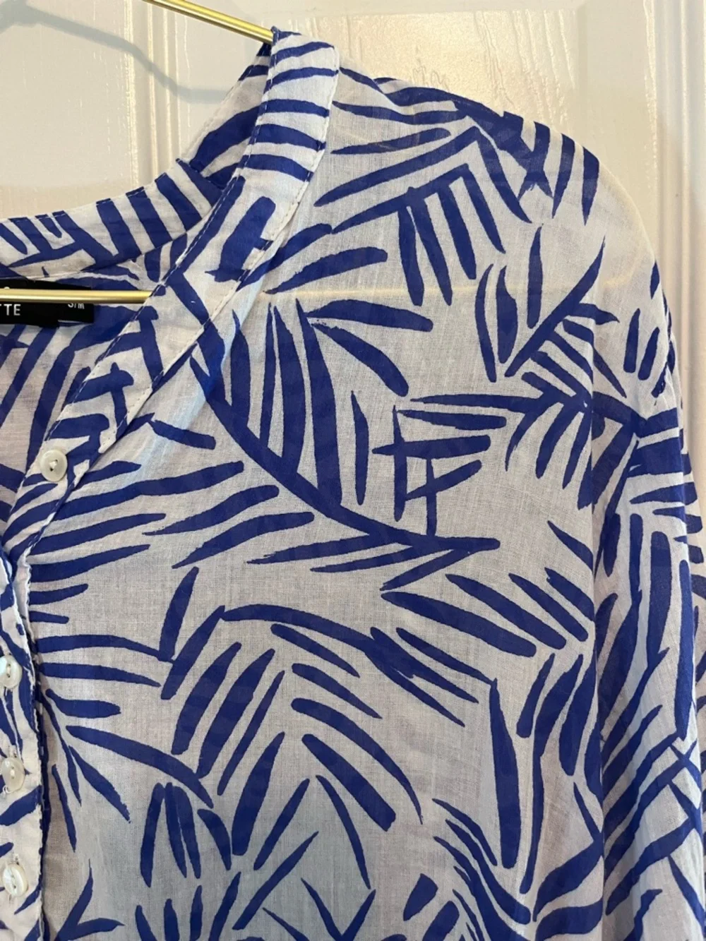Galeries Lafayette Blue Tropical Print Beach Cover-Up Tunic Dress Size S/M